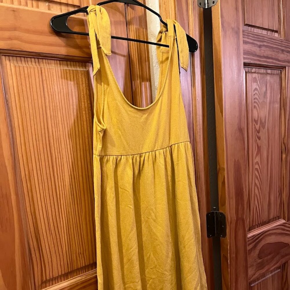 Wild Fable Shoulder Tie Dress, Mustard Yellow, Small